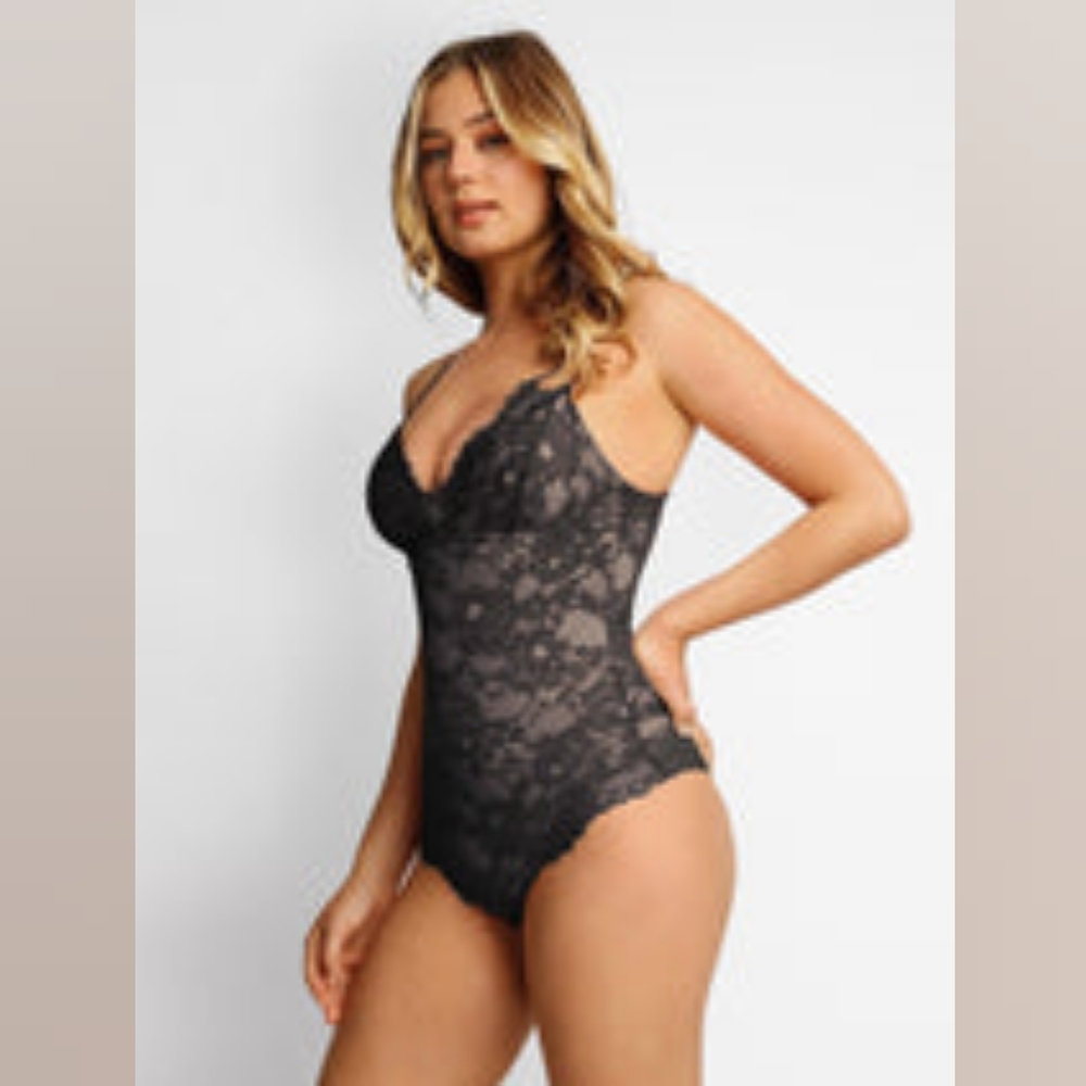 Popilush Lace Smooth Firm Control Thong Bodysuit